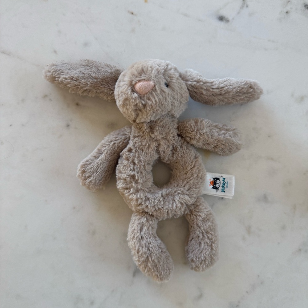 Jellycat Cream Plush Bunny Ring Toy